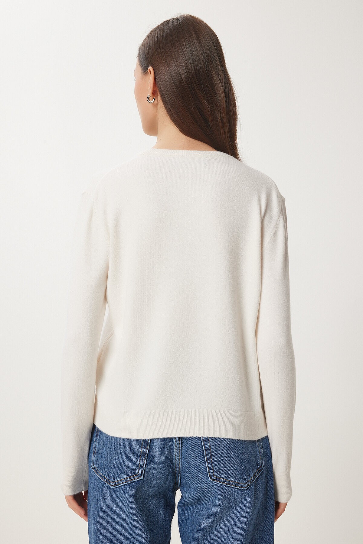 Bisiklet Yaka Basic Triko Kazak KREM LUS0062