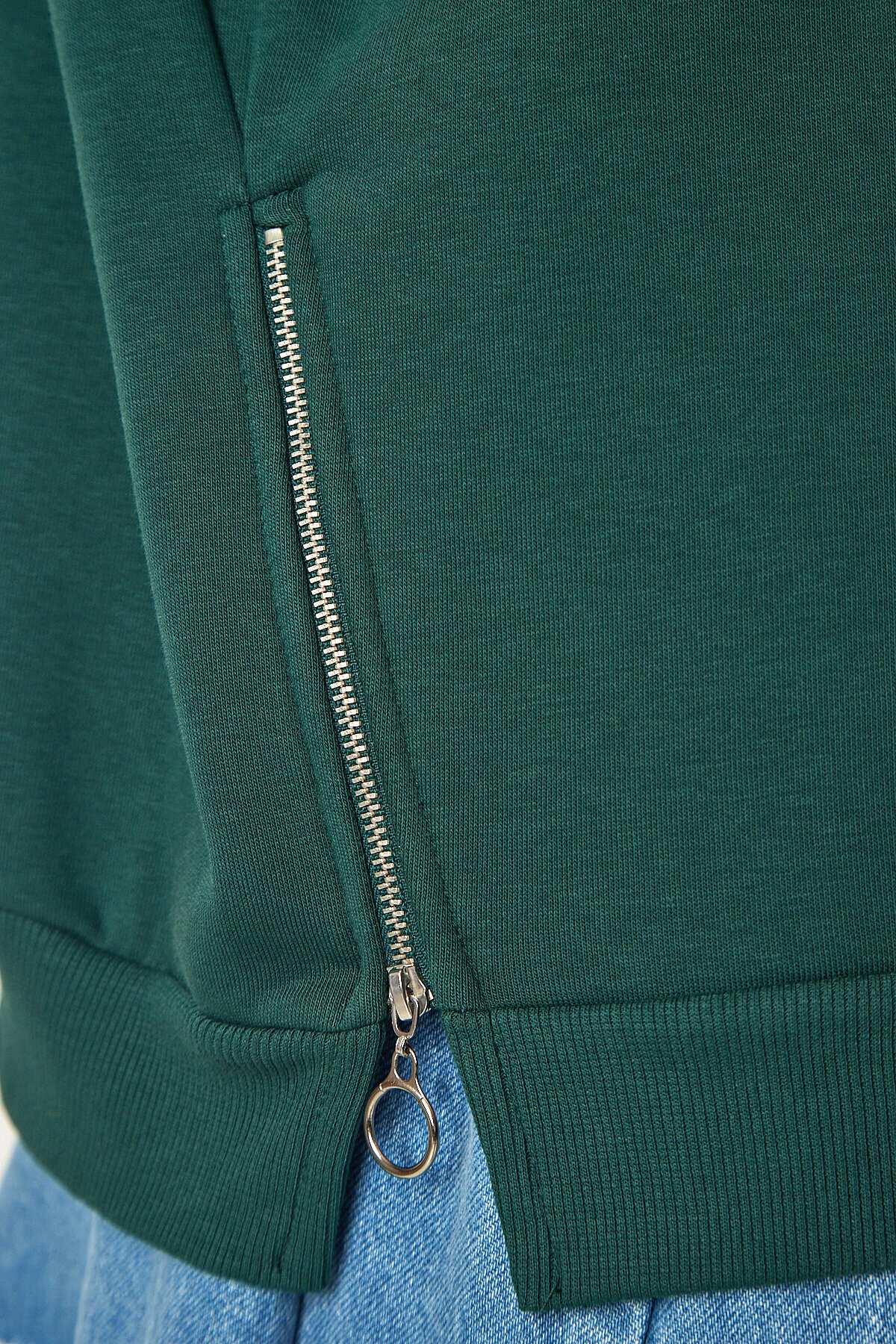 Fermuar Detaylı Şardonlu Sweatshirt HAKİ LUB0003