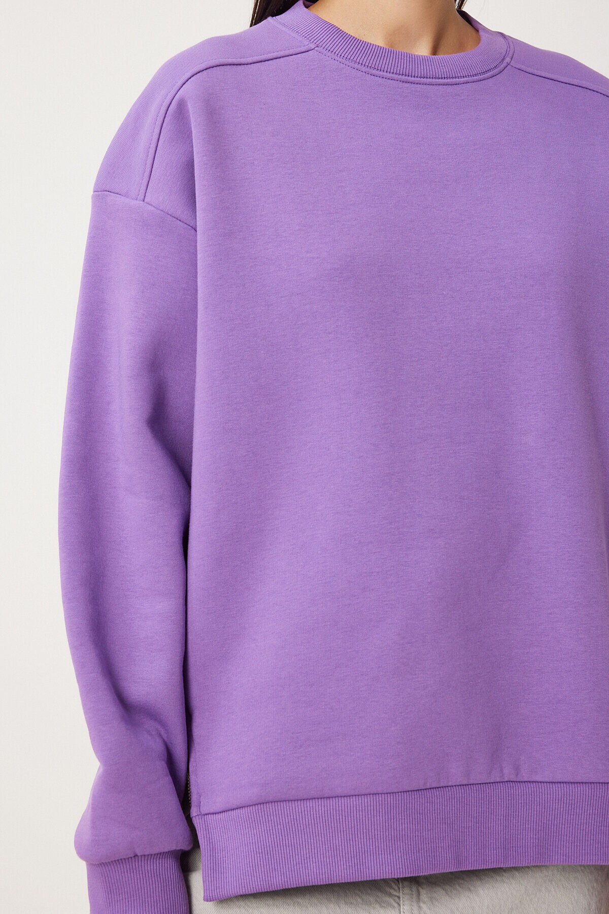 Fermuar Detaylı Şardonlu Sweatshirt MOR LUB0003