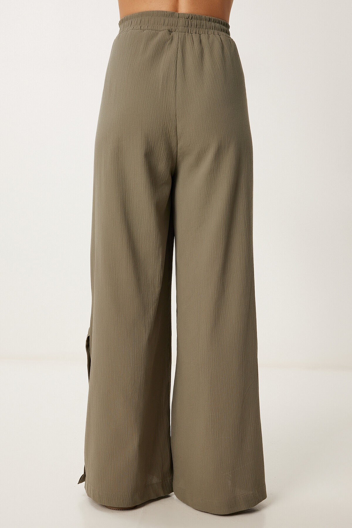 Keten Crop Bluz Pantolon Takım HAKİ LRV0107