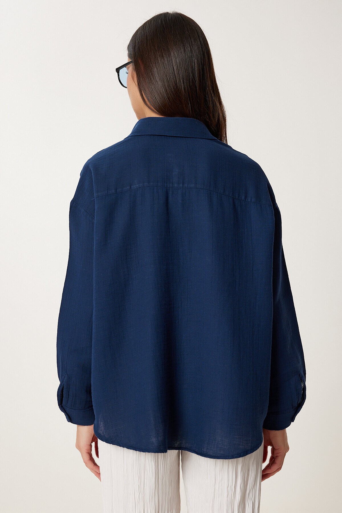Oversize Müslin Gömlek LACİVERT LRG0027