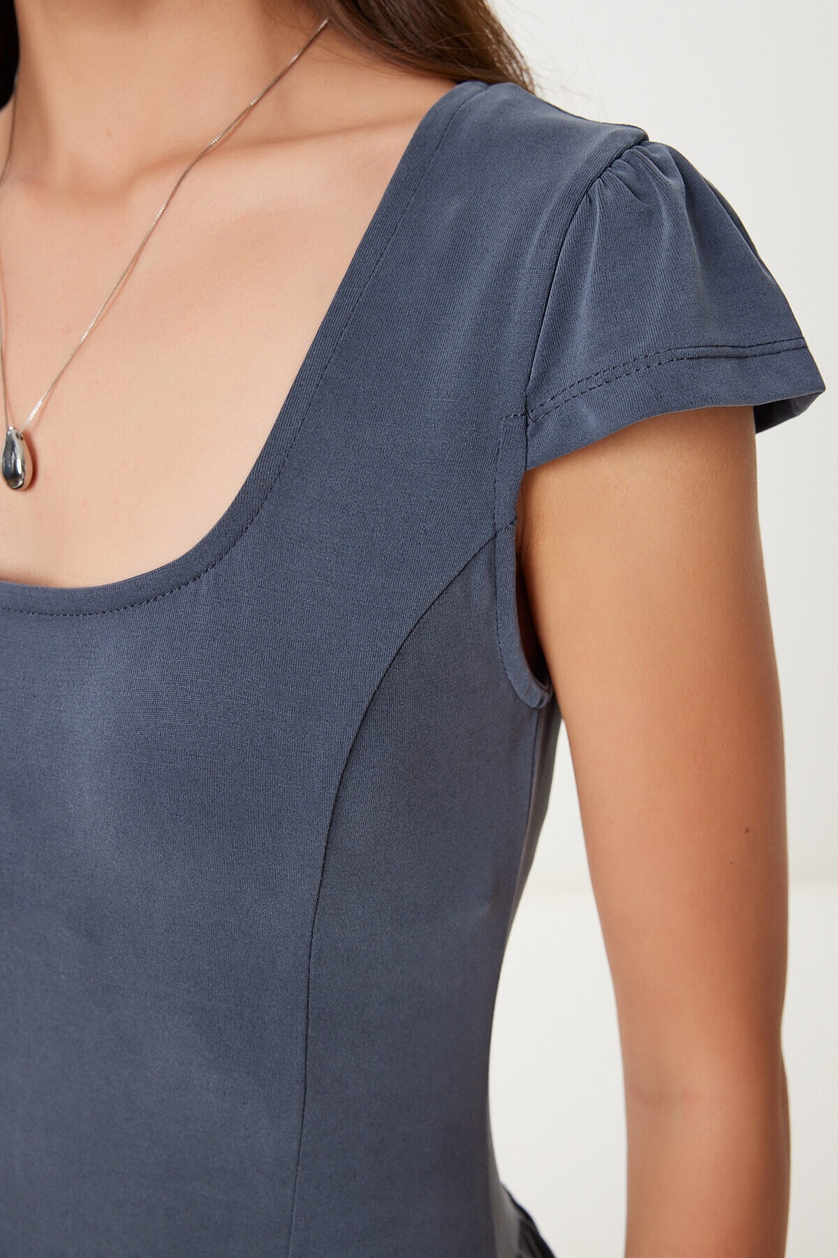 Yazlık Modal Midi Elbise ANTRASİT LUB0125