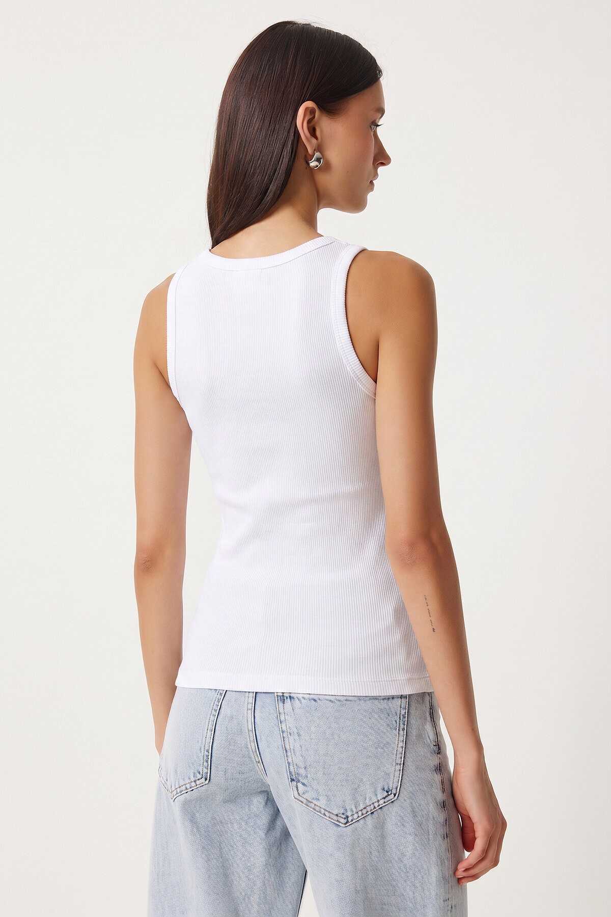 2li Paket Düğmeli Fitilli Örme Atlet SİYAH BEYAZ LRN0037