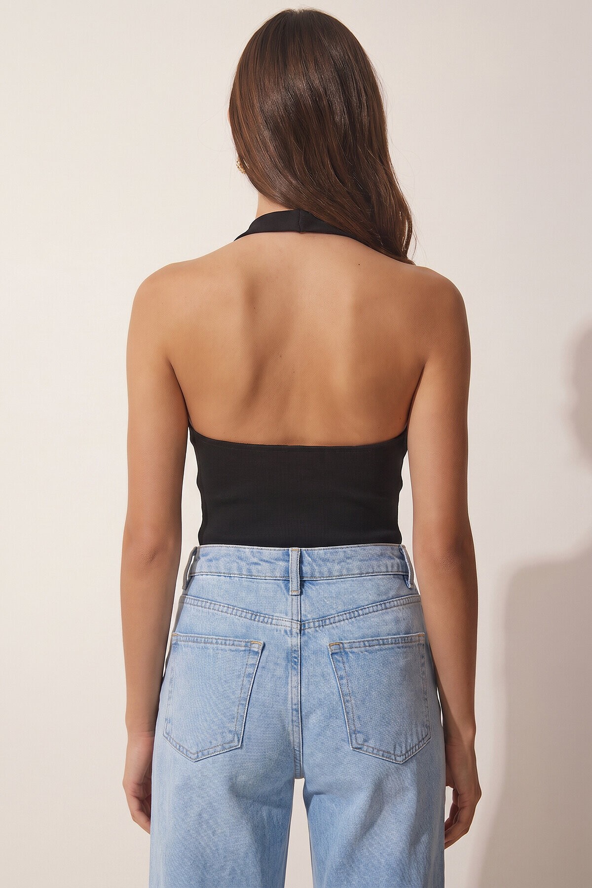 2’li Paket Halter Yaka Basic Örme Bluz SİYAH GRİ MELANJ LDZ0078