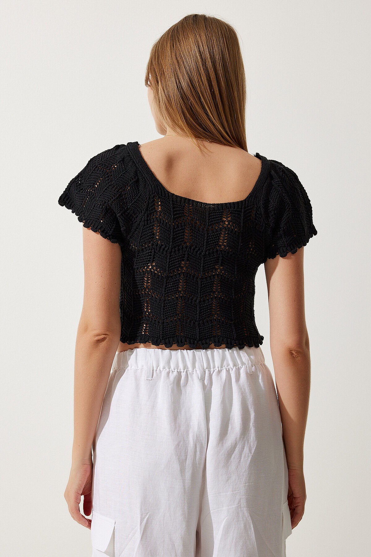 Ajurlu Triko Bluz SİYAH LYU0003