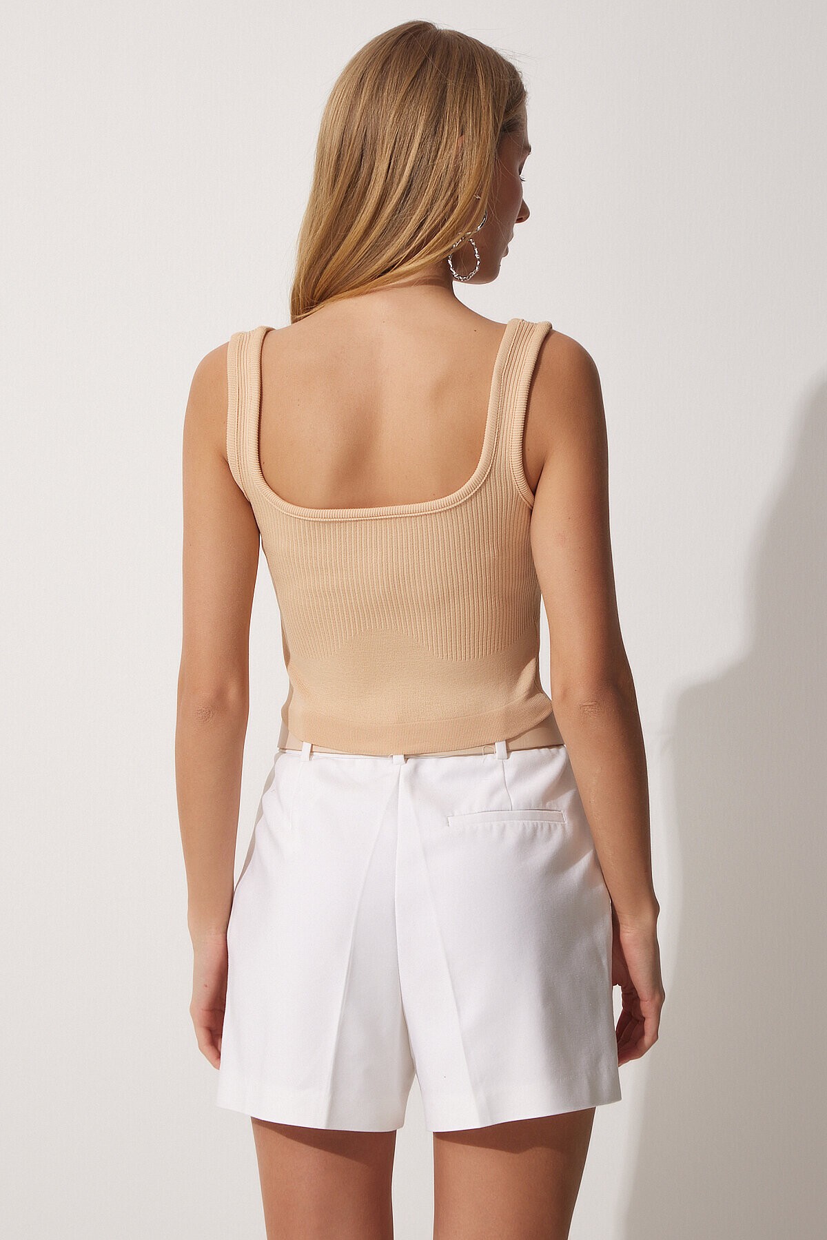 Askılı Yazlık Triko Crop Bluz BİSKÜVİ LYY0010