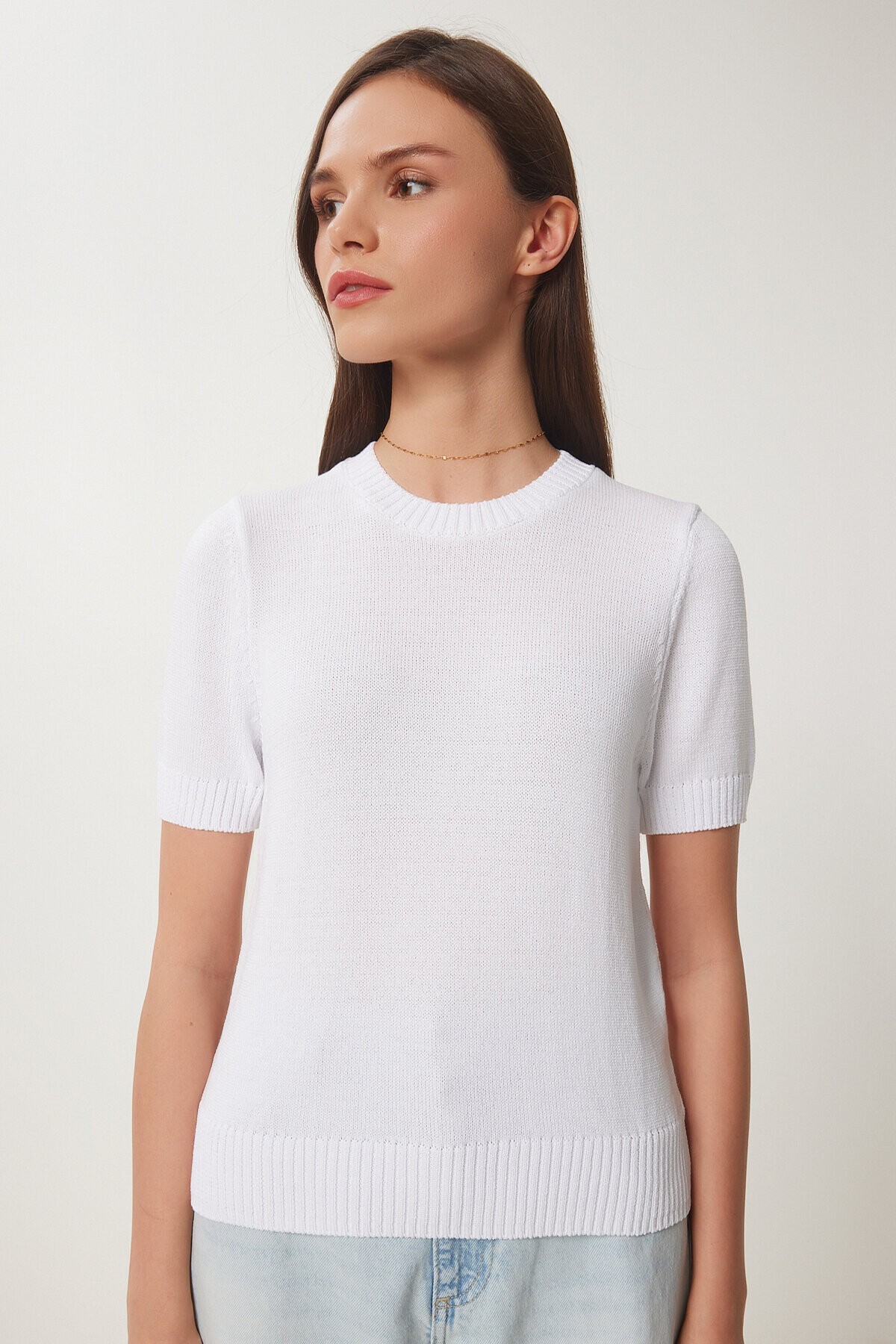 Basic Mevsimlik Triko Bluz BEYAZ LUS0119
