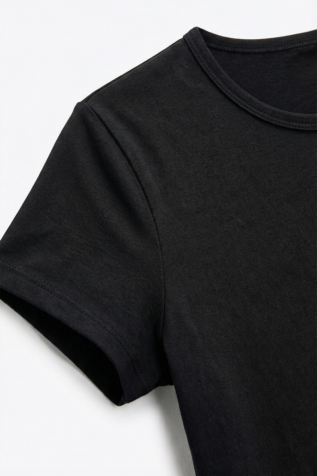 Basic Sandy Örme T-shirt SİYAH LZE0009