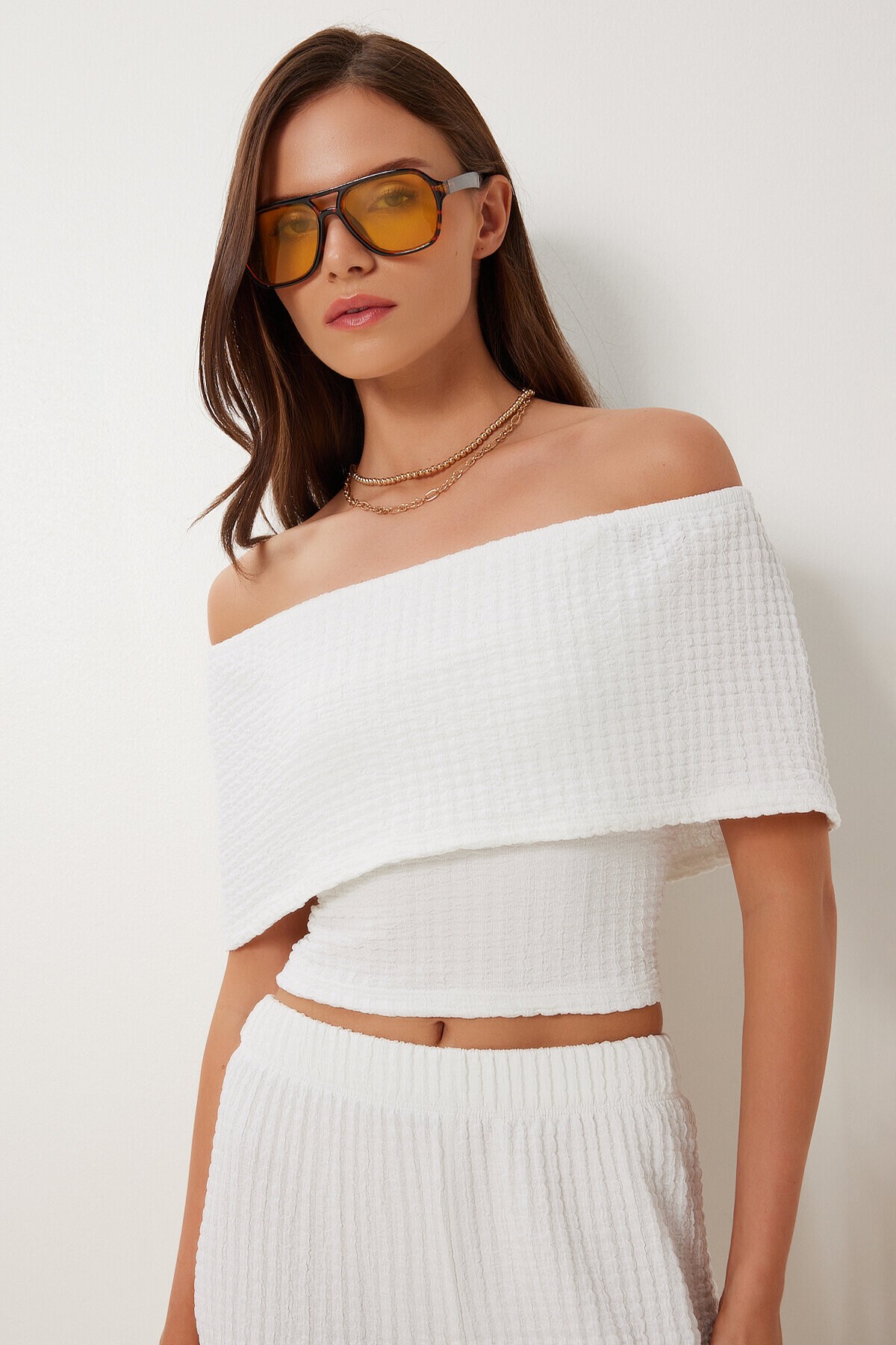 Dokulu Bluz Pantolon Takım EKRU LZV0014
