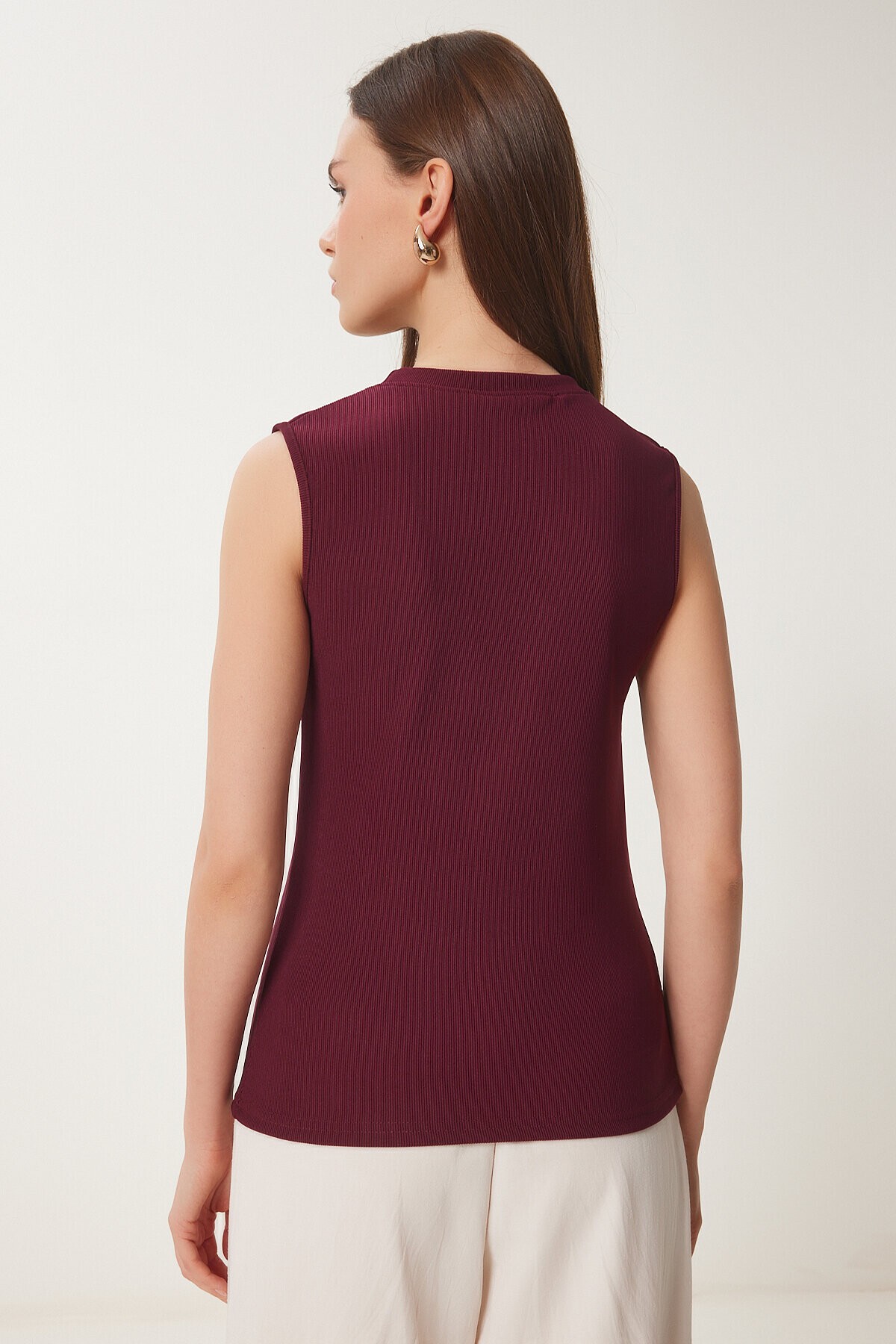 Dore Düğmeli Fitilli Örme Bluz BORDO LZV0007