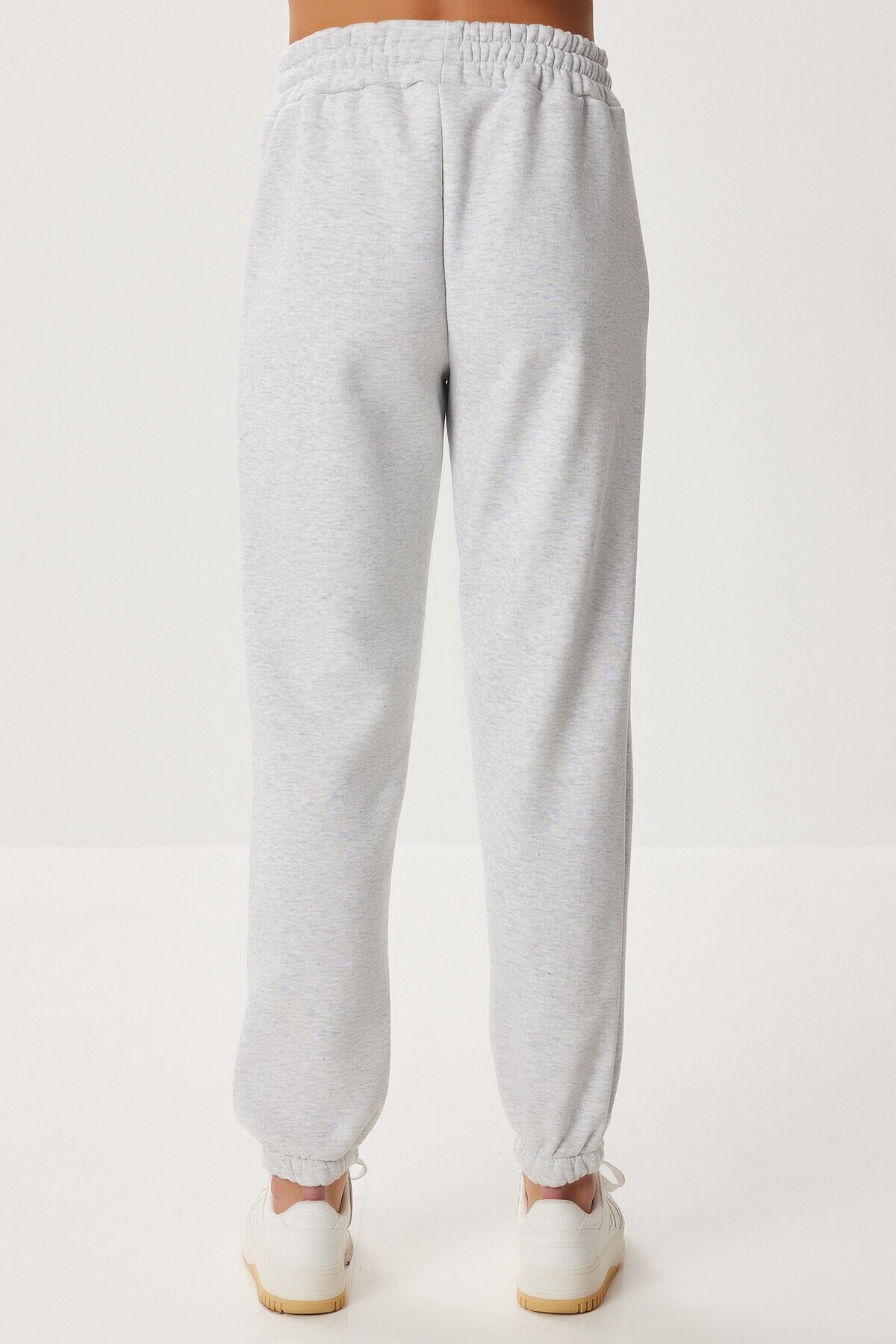 İşlemeli Şardonlu Jogger Eşofman Altı GRİ MELANJ LZV0039