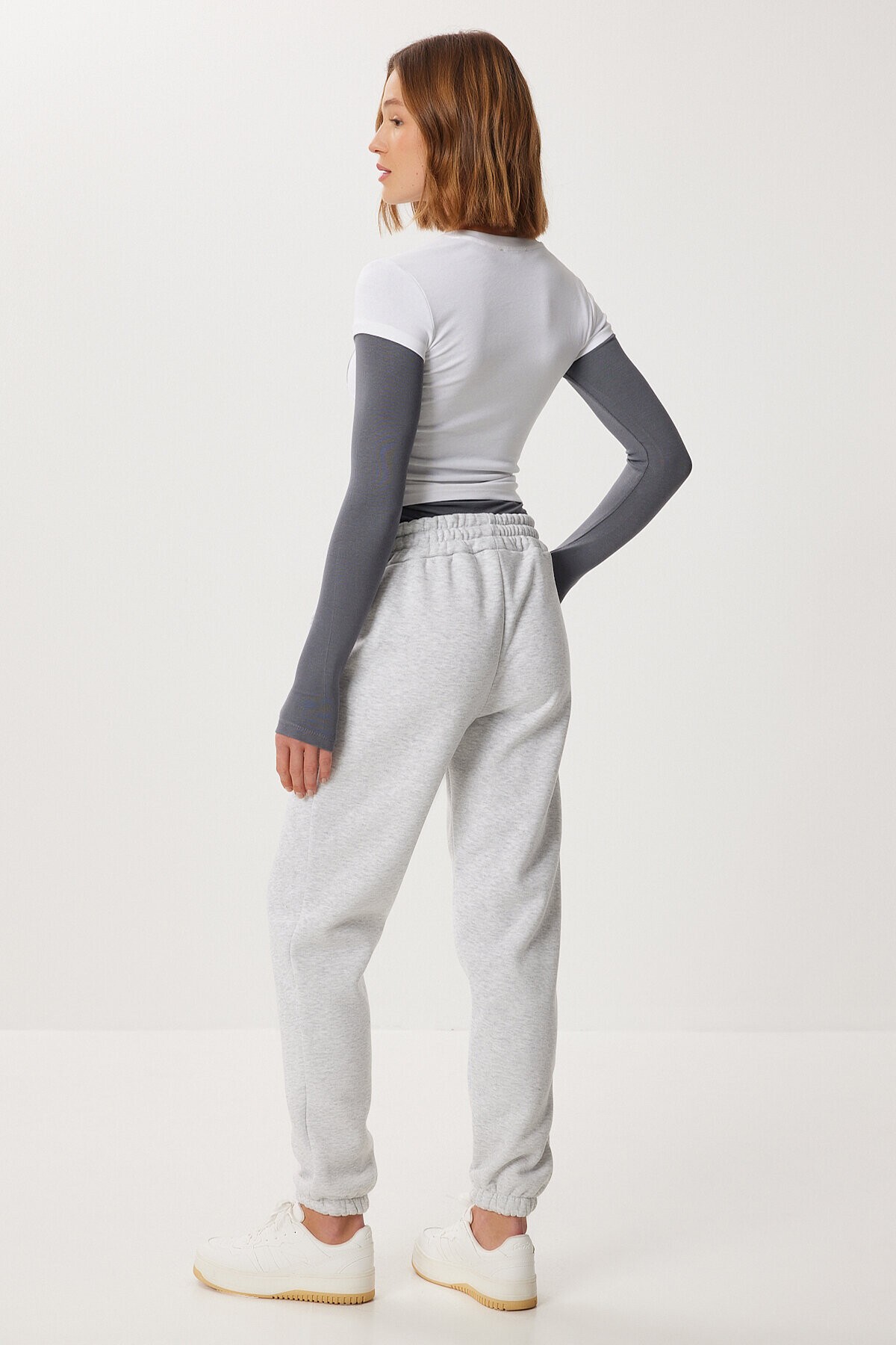 İşlemeli Şardonlu Jogger Eşofman Altı GRİ MELANJ LZV0039
