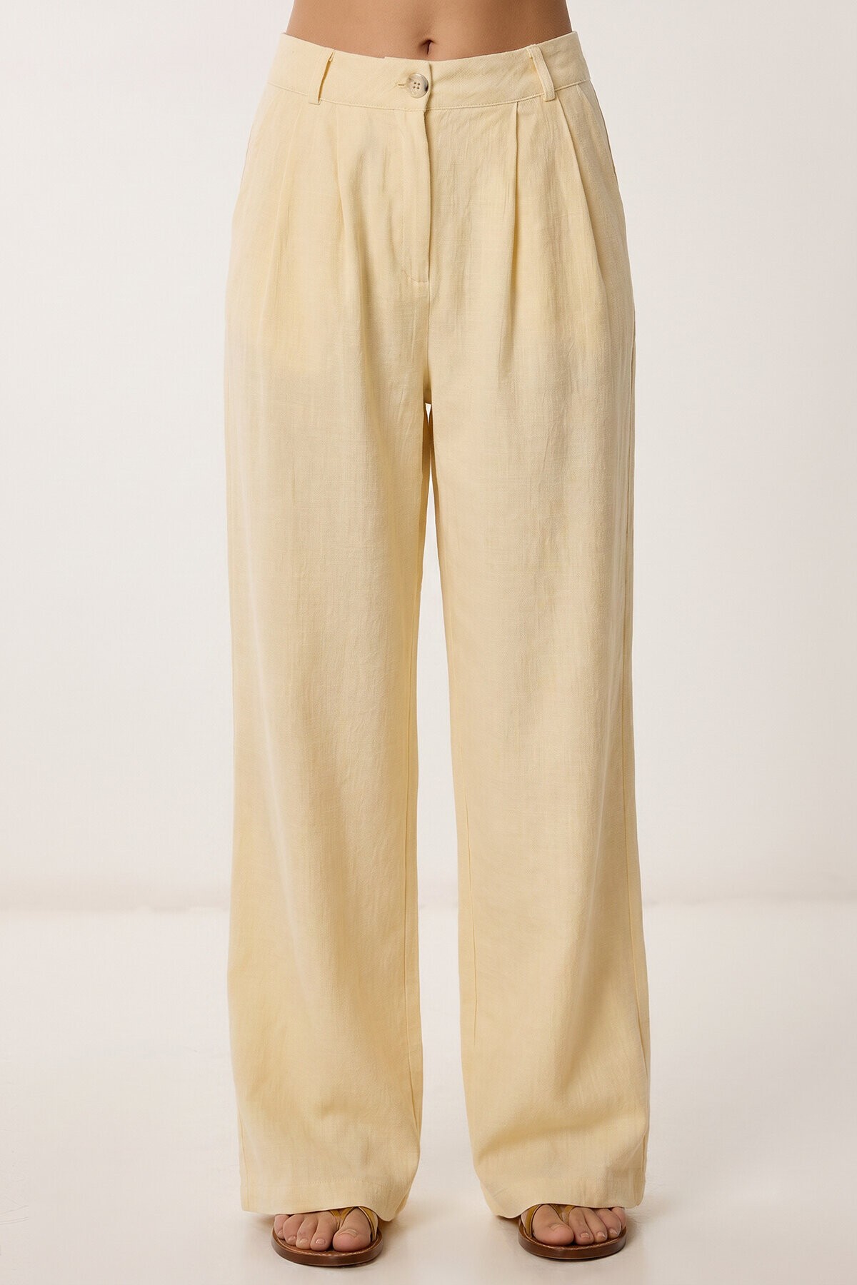 Keten Bluz Pantolon Takım SARI LAZ0009