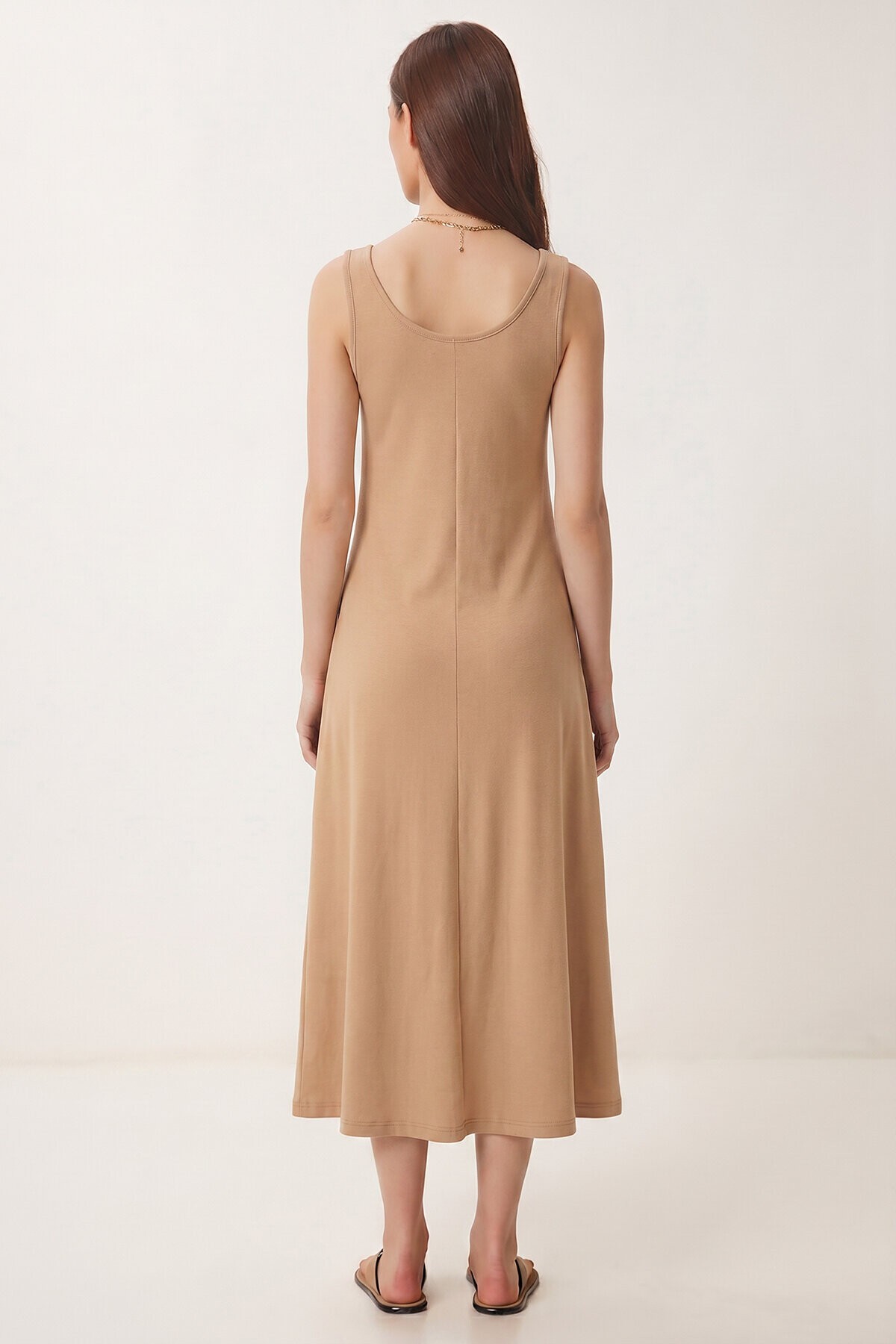 Kolsuz Basic Yazlık Örme Elbise AÇIK BİSKÜVİ LCR0057