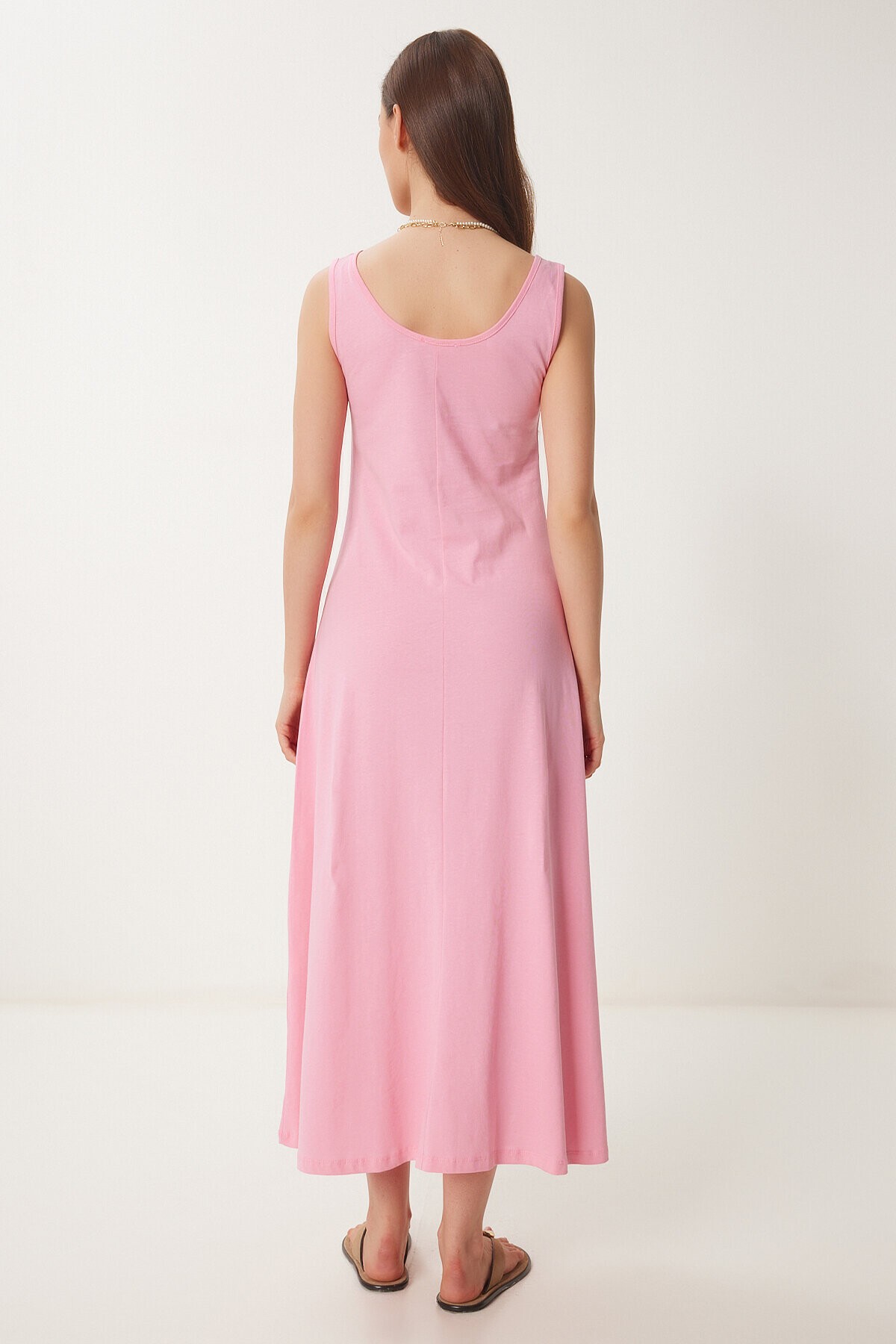 Kolsuz Basic Yazlık Örme Elbise PEMBE LCR0057
