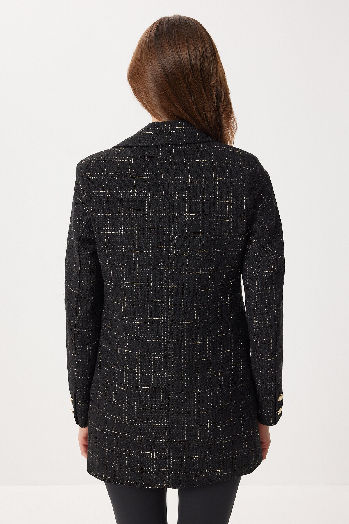 Kruvaze Vatkalı Tüvit Blazer Ceket SİYAH LXA0030