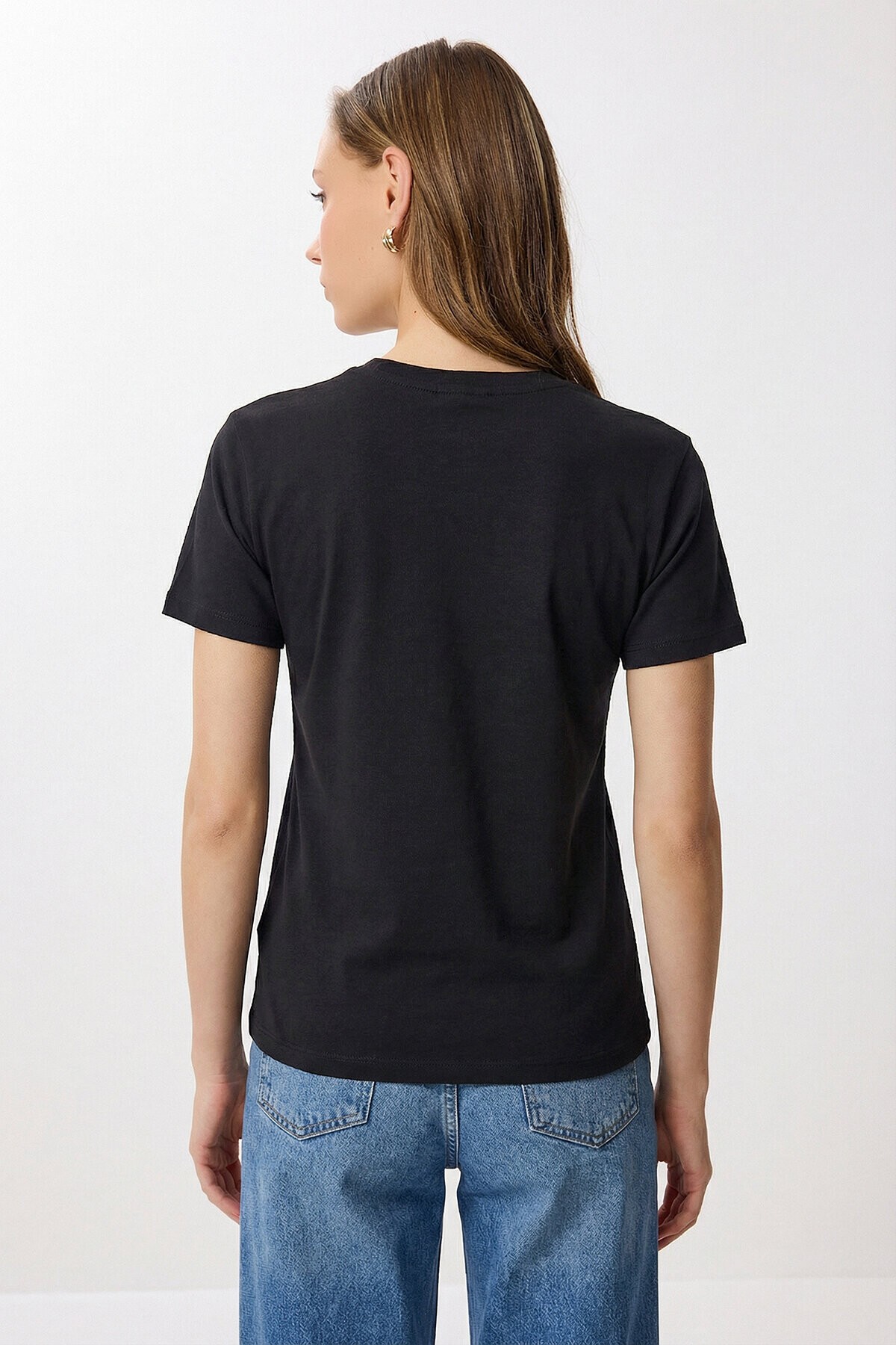 Oversize Basic Pamuklu Örme T-shirt ANTRASİT LZE0005