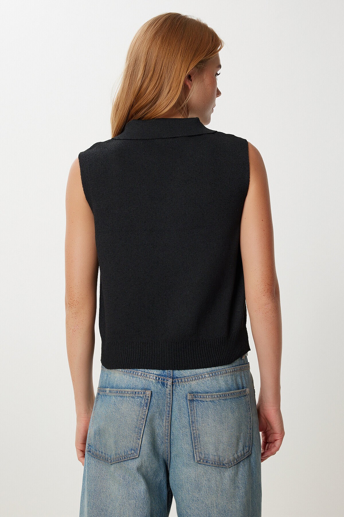 Polo Yaka Triko Süveter SİYAH LYY0094