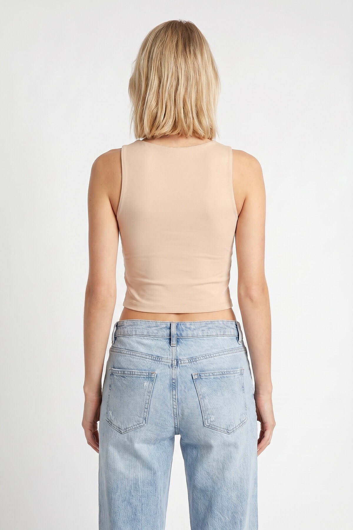 2’li Paket Basic Crop Viskon Bluz BİSKÜVİ KREM LRN0012