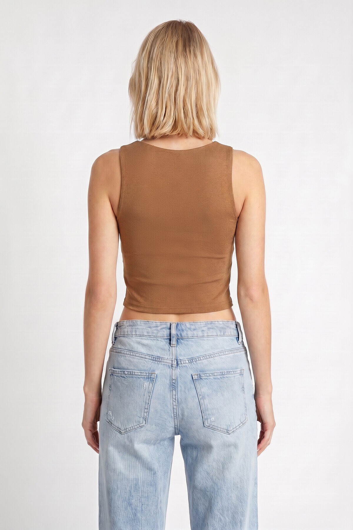 2’li Paket Basic Crop Viskon Bluz BİSKÜVİ KREM LRN0012