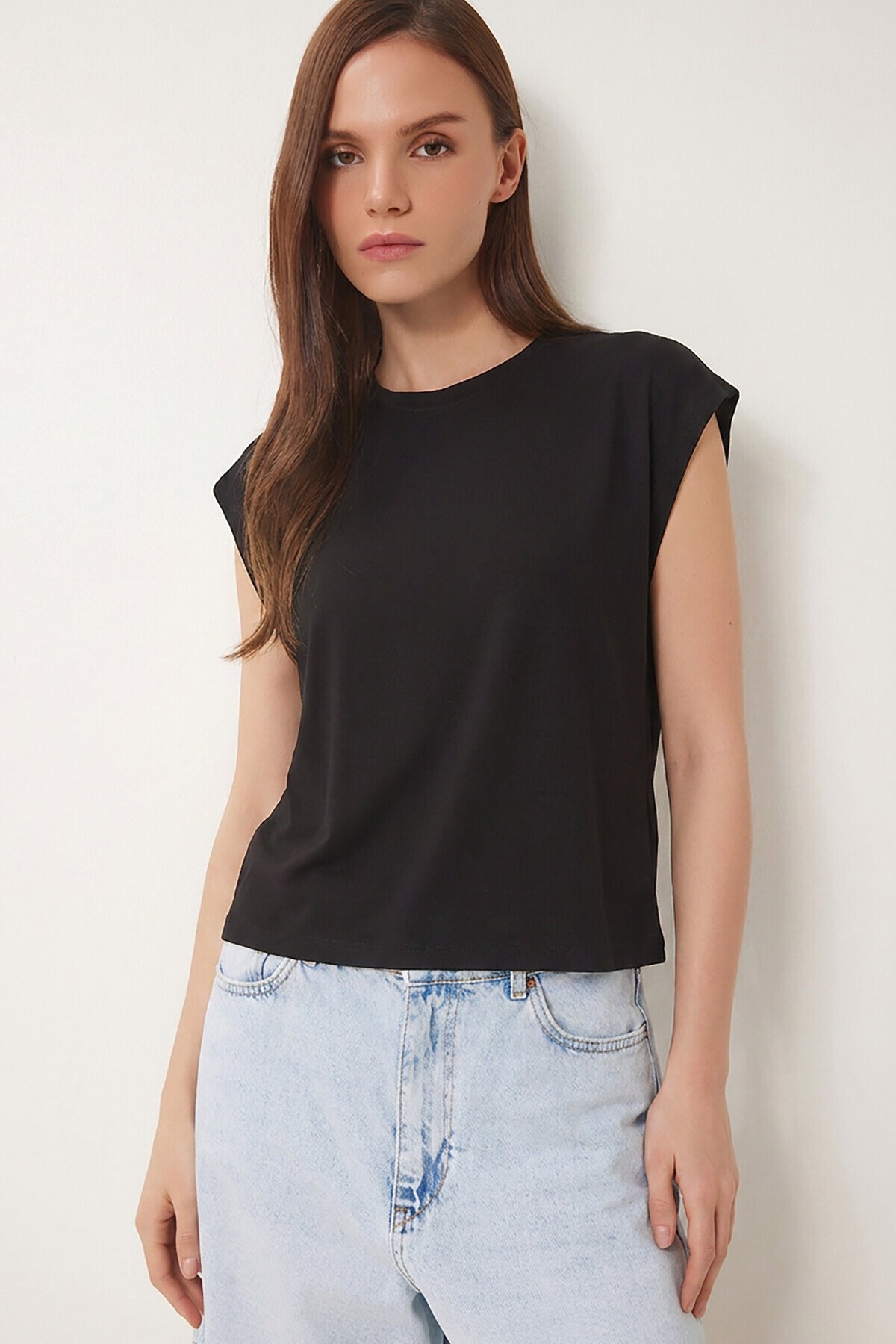 2’li Paket Basic Viskon T-shirt SİYAH EKRU LRN0043