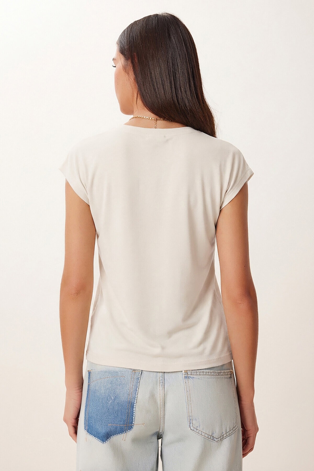 3’lü Paket Basic Viskon T-shirt SİYAH HAKİ EKRU LRN0044