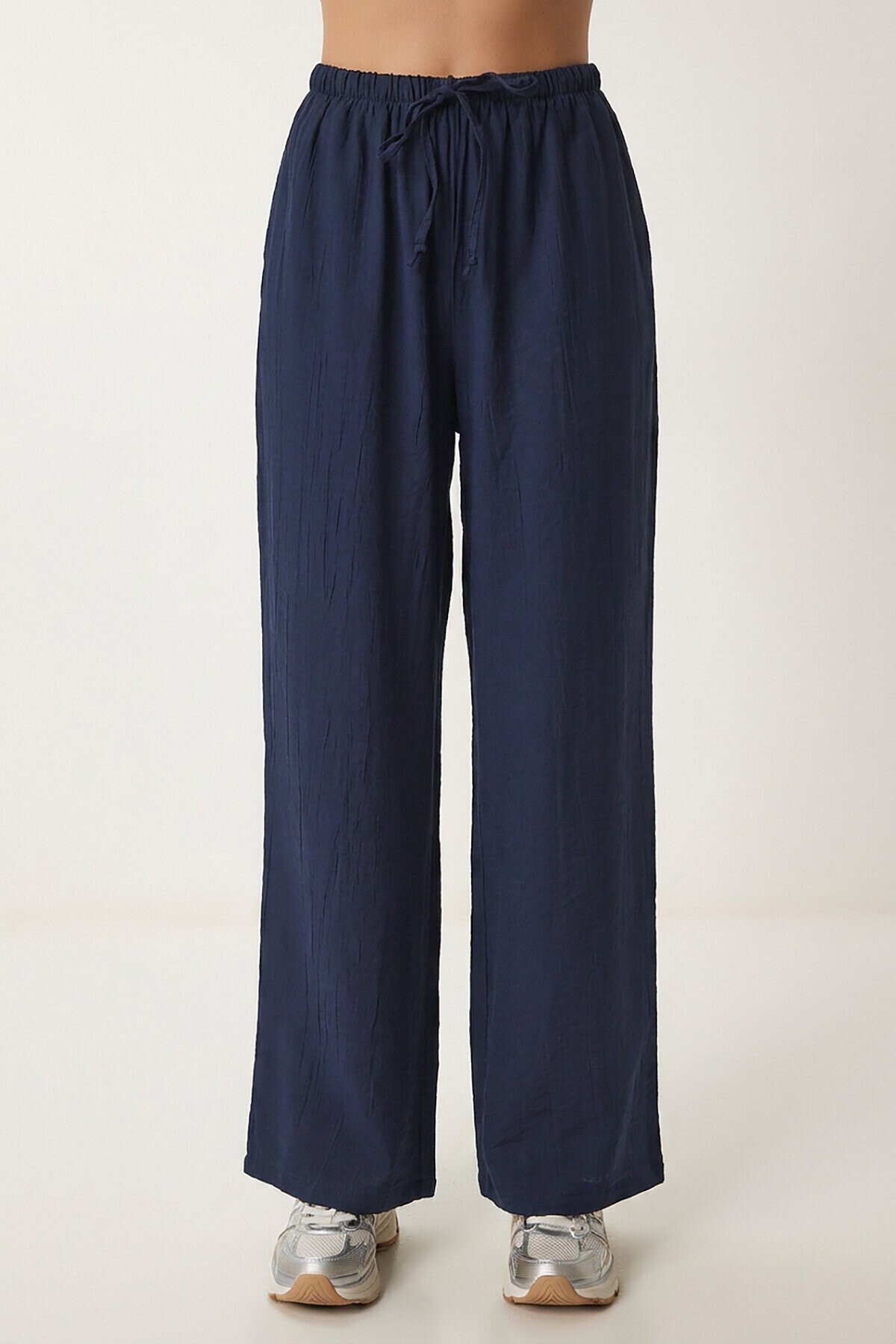 Cepli Geniş Paça Yazlık Pantolon LACİVERT LUB0343