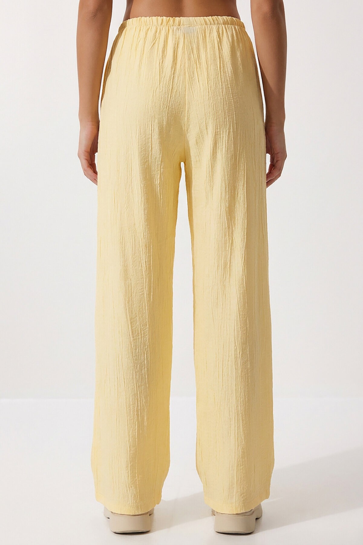 Cepli Geniş Paça Yazlık Pantolon SARI LUB0343