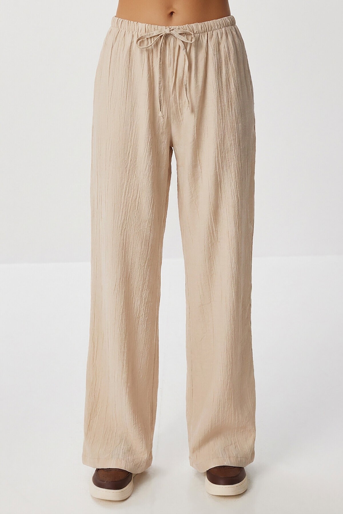 Cepli Geniş Paça Yazlık Pantolon TAŞ LUB0343