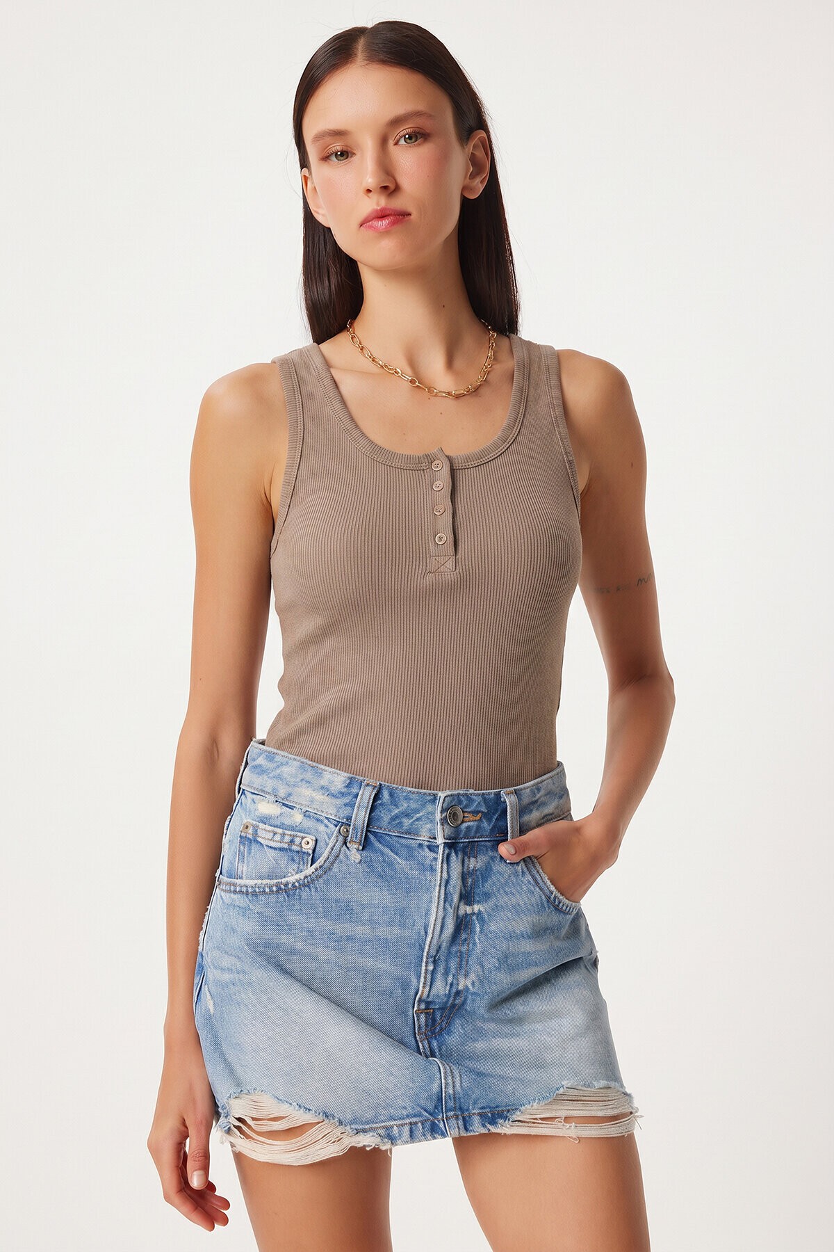 DÜĞMELİ ATLET 3 LİLA LACİVERT VİZON LRN0038