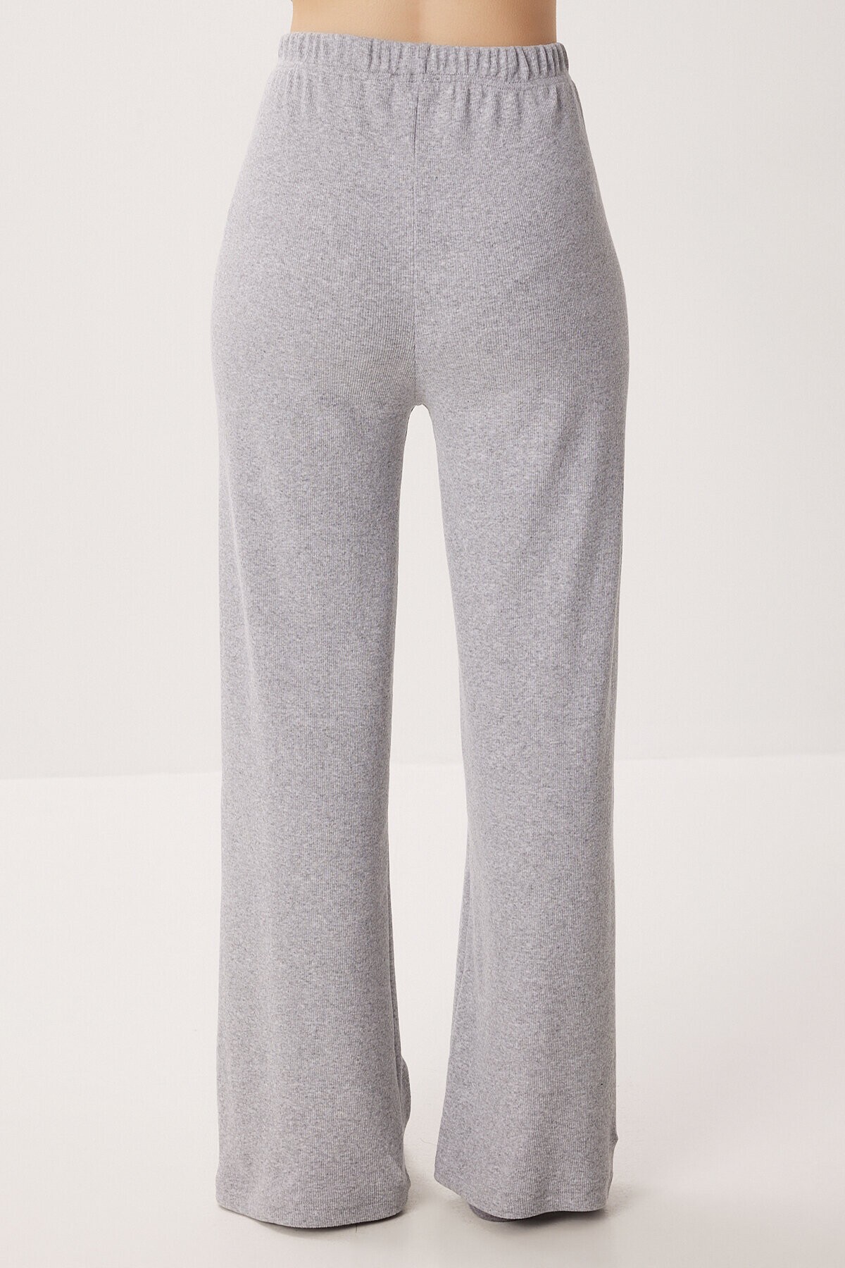 Düğmeli Fitilli Örme Hırka Pijama Takımı GRİ MELANJ LRN0016
