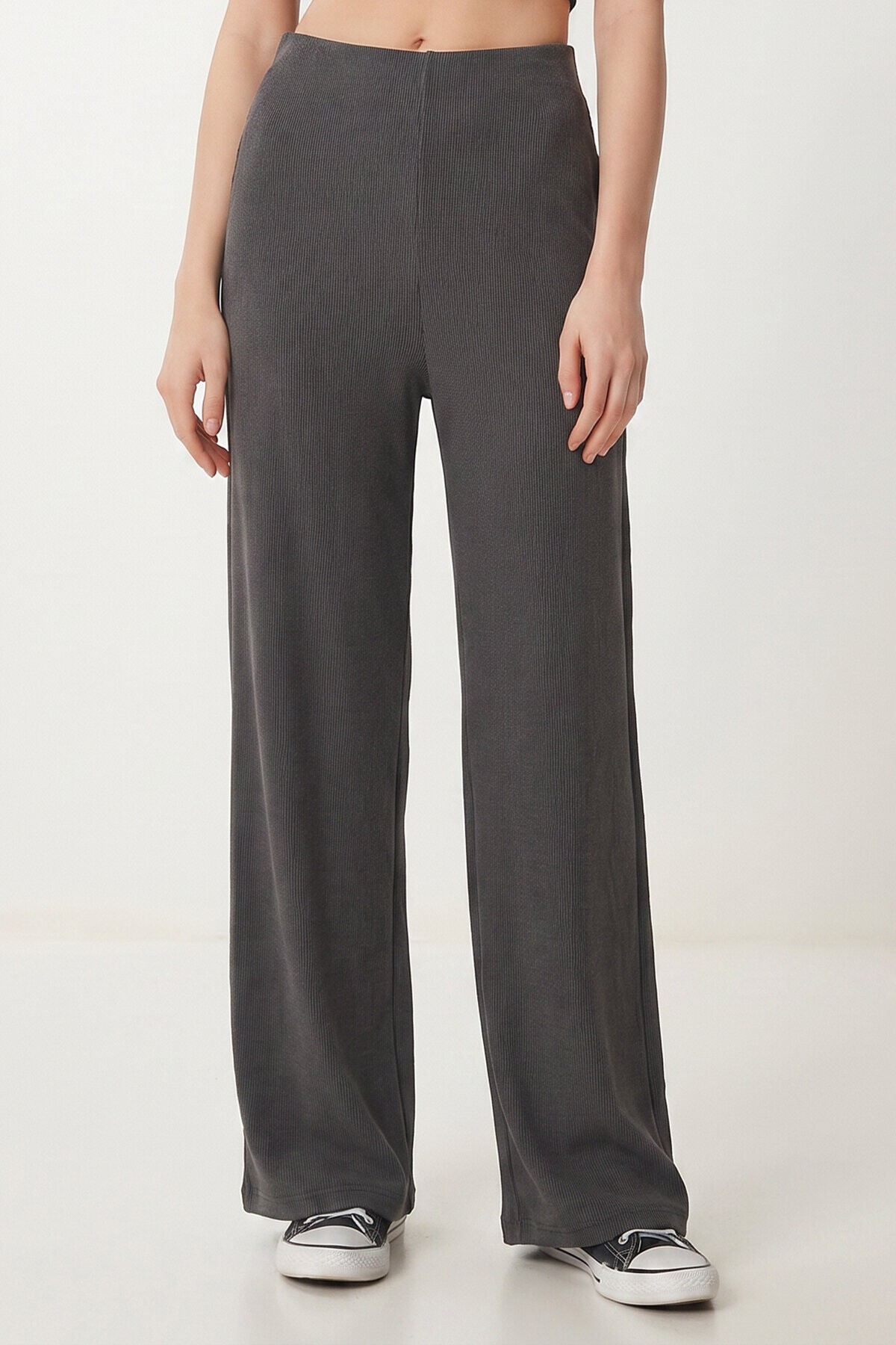 Geniş Paça Fitilli Modal Pantolon ANTRASİT LUB0348