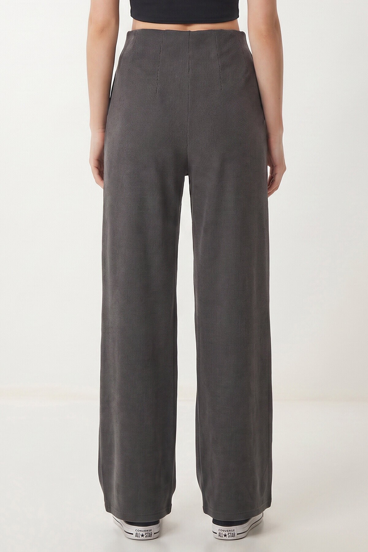 Geniş Paça Fitilli Modal Pantolon ANTRASİT LUB0348