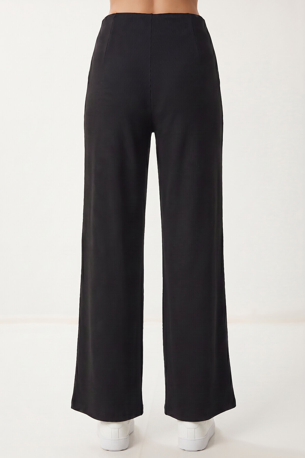 Geniş Paça Fitilli Modal Pantolon SİYAH LUB0348