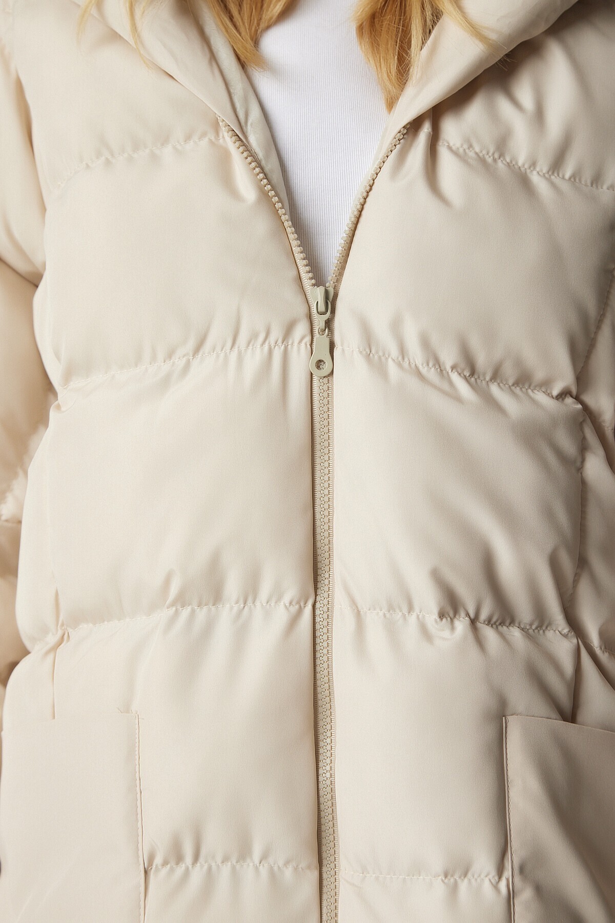 Kapüşonlu Oversize Şişme Kaban TAŞ LNT0002