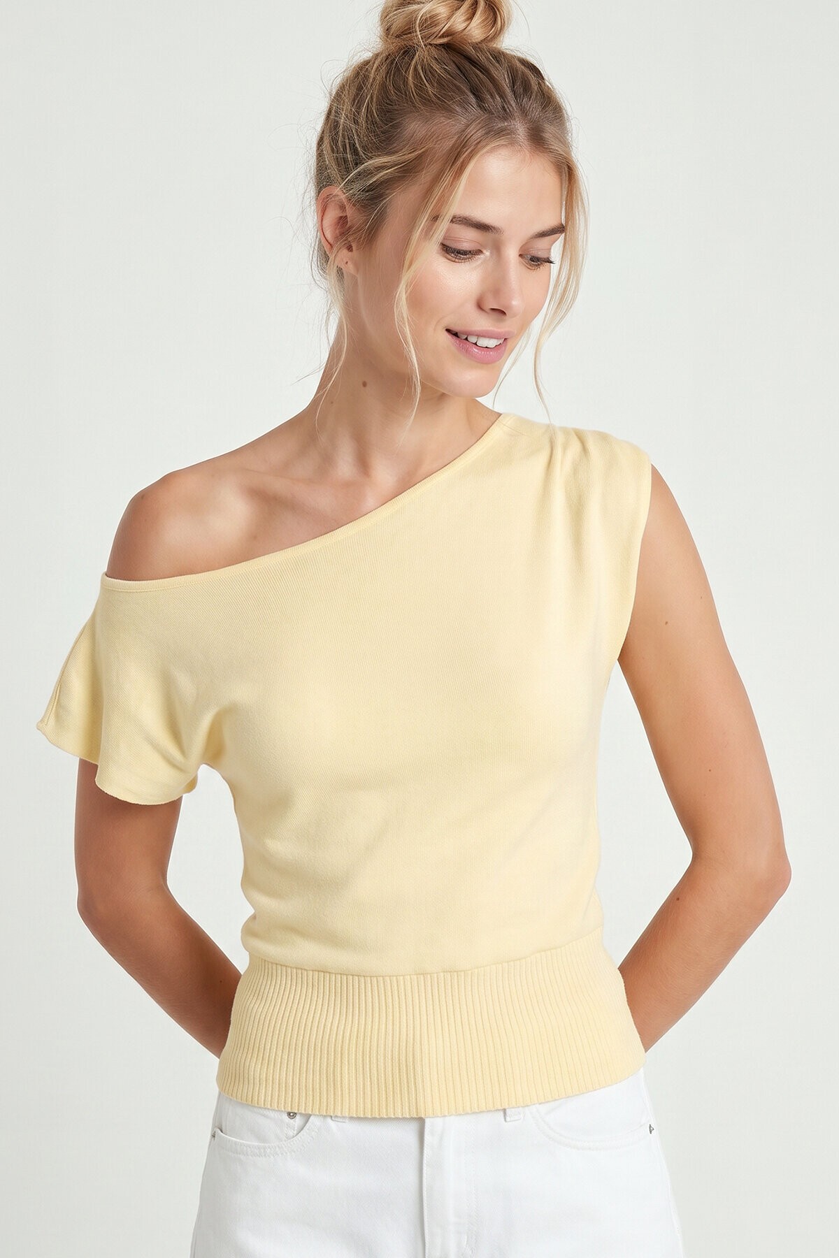 Kayık Yaka Bluz SARI LUB0359
