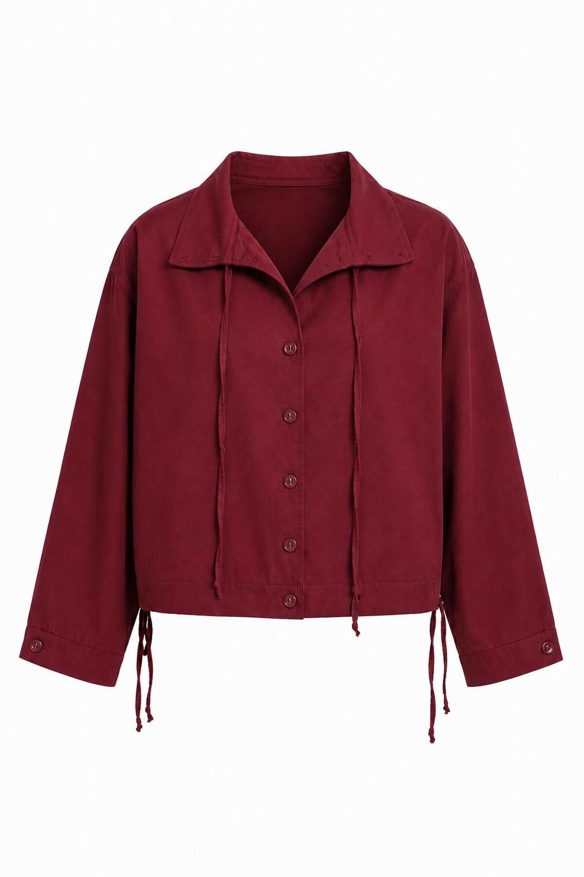 Kısa Poplin Trençkot BORDO LBY0069