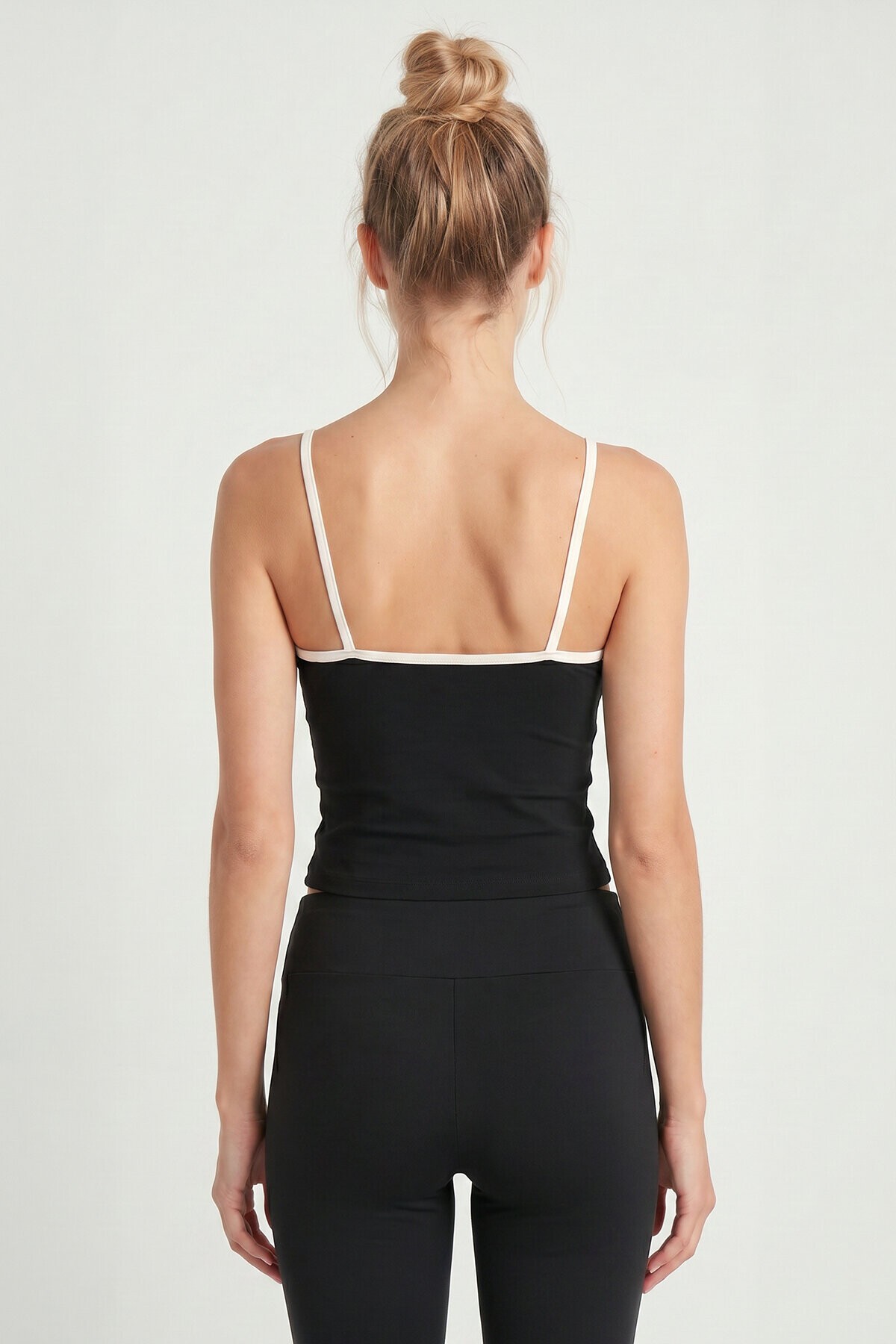 Kontrast Şeritli Askılı Örme Atlet SİYAH BEYAZ LUB0373