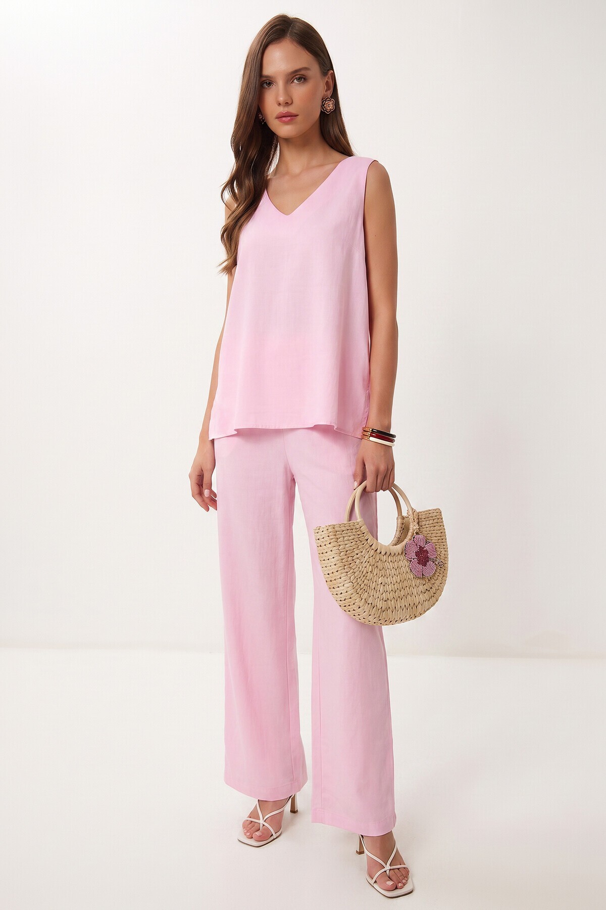 Modal Bluz Pantolon Takım ŞEKER PEMBE LMC0059
