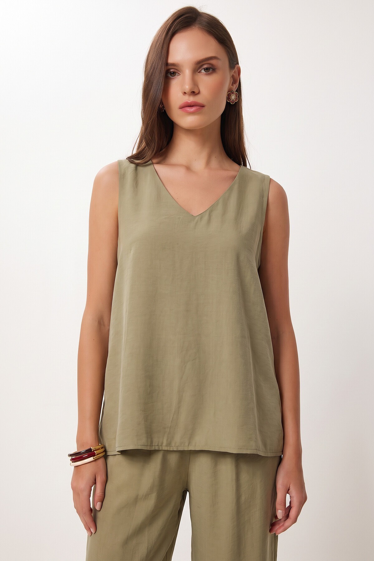 Modal Bluz Pantolon Takım ZEYTİN YEŞİLİ LMC0059