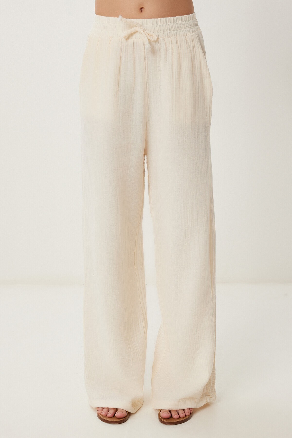Müslin Palazzo Pantolon KREM LMX0008