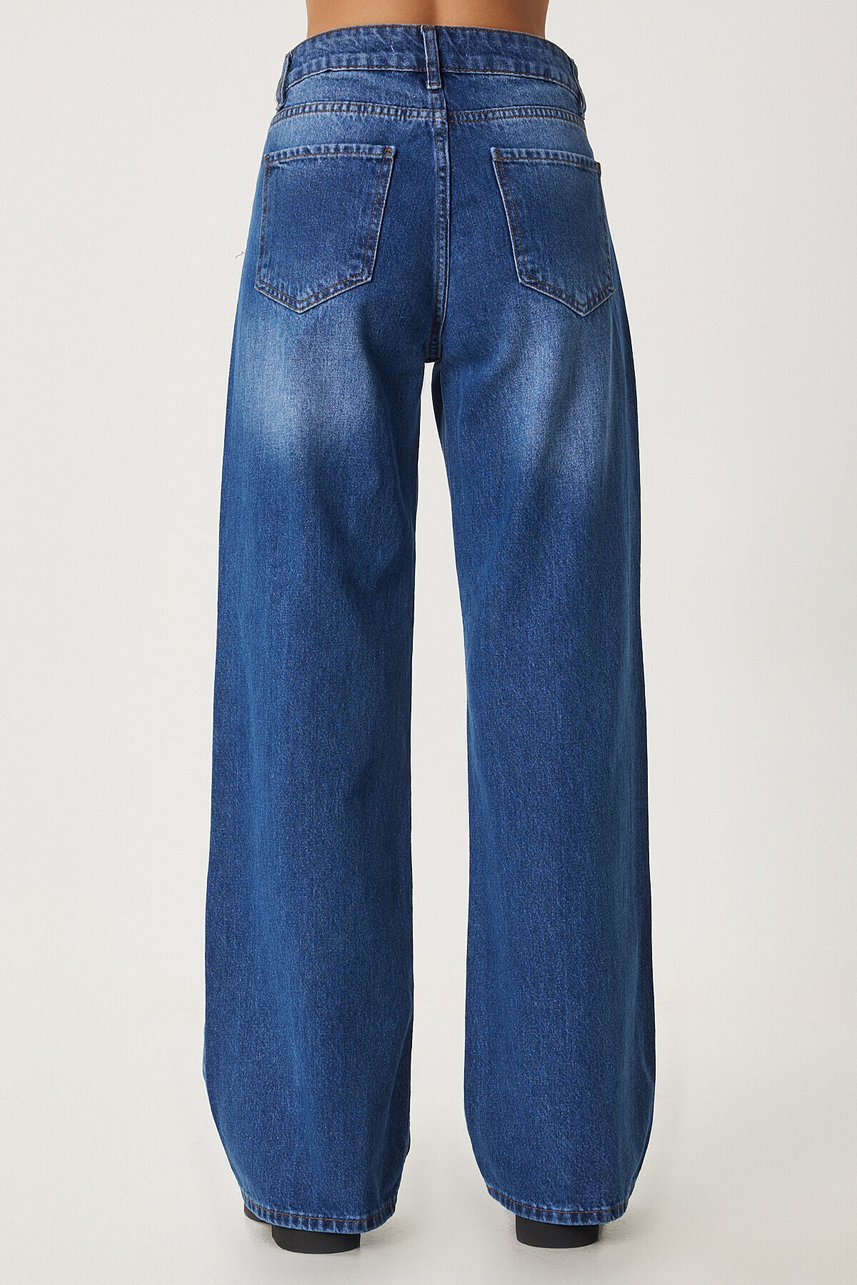 Orta Bel Geniş Paça Bol Jeans MAVİ LUT0009