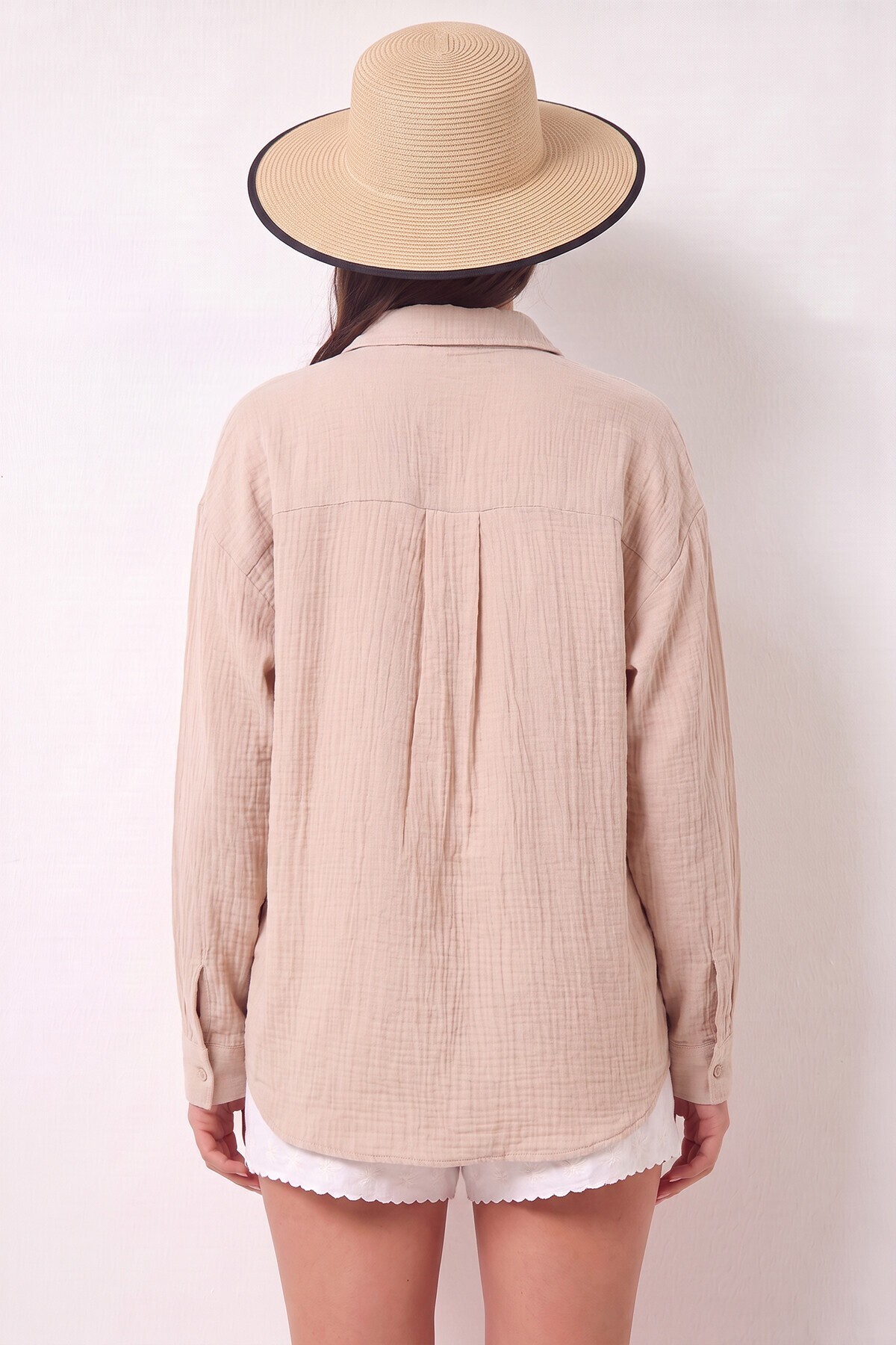 Oversize Basic Müslin Gömlek TAŞ LMX0002