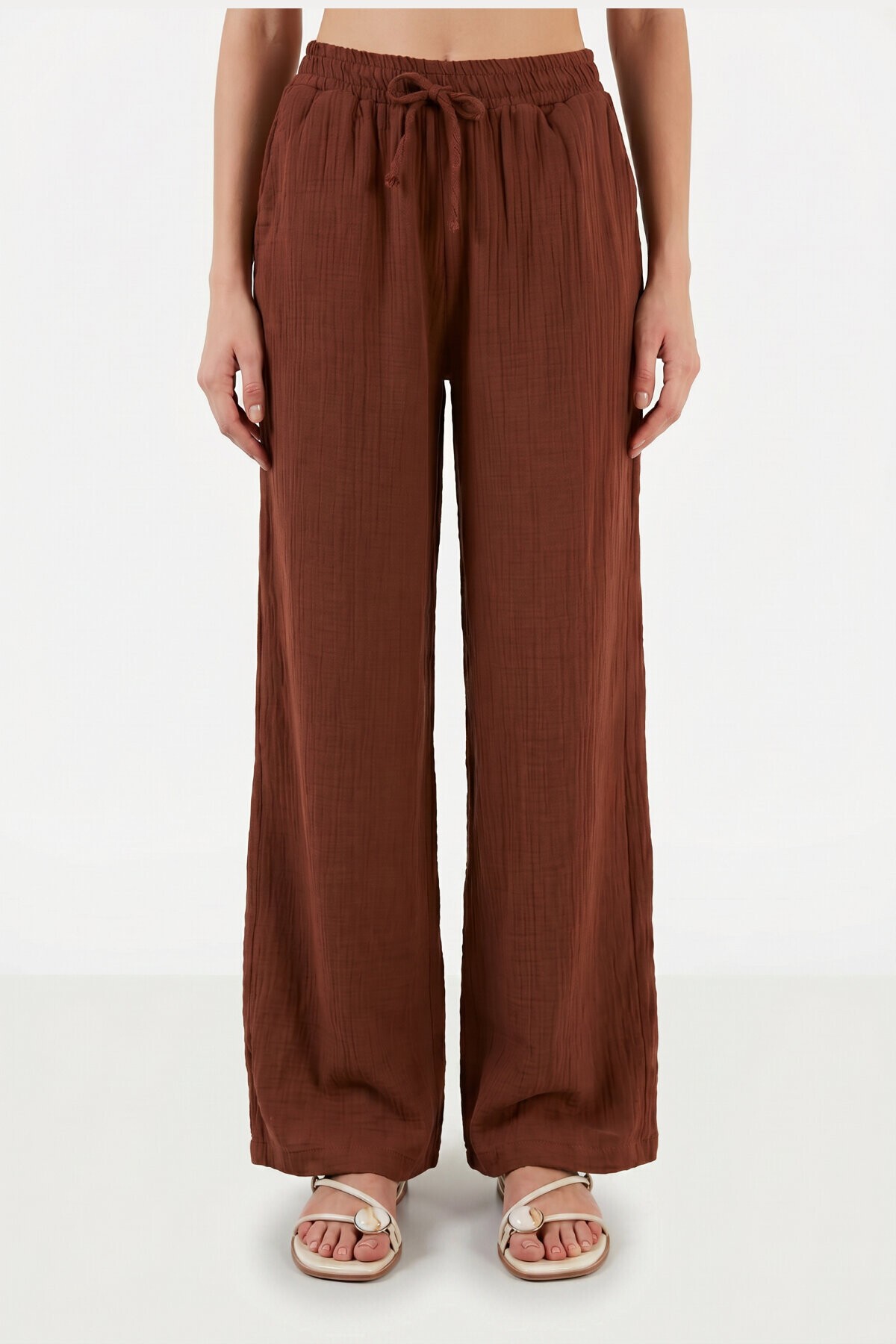 Oversize Müslin Gömlek Pantolon Takım KOYU KİREMİT LSA0014