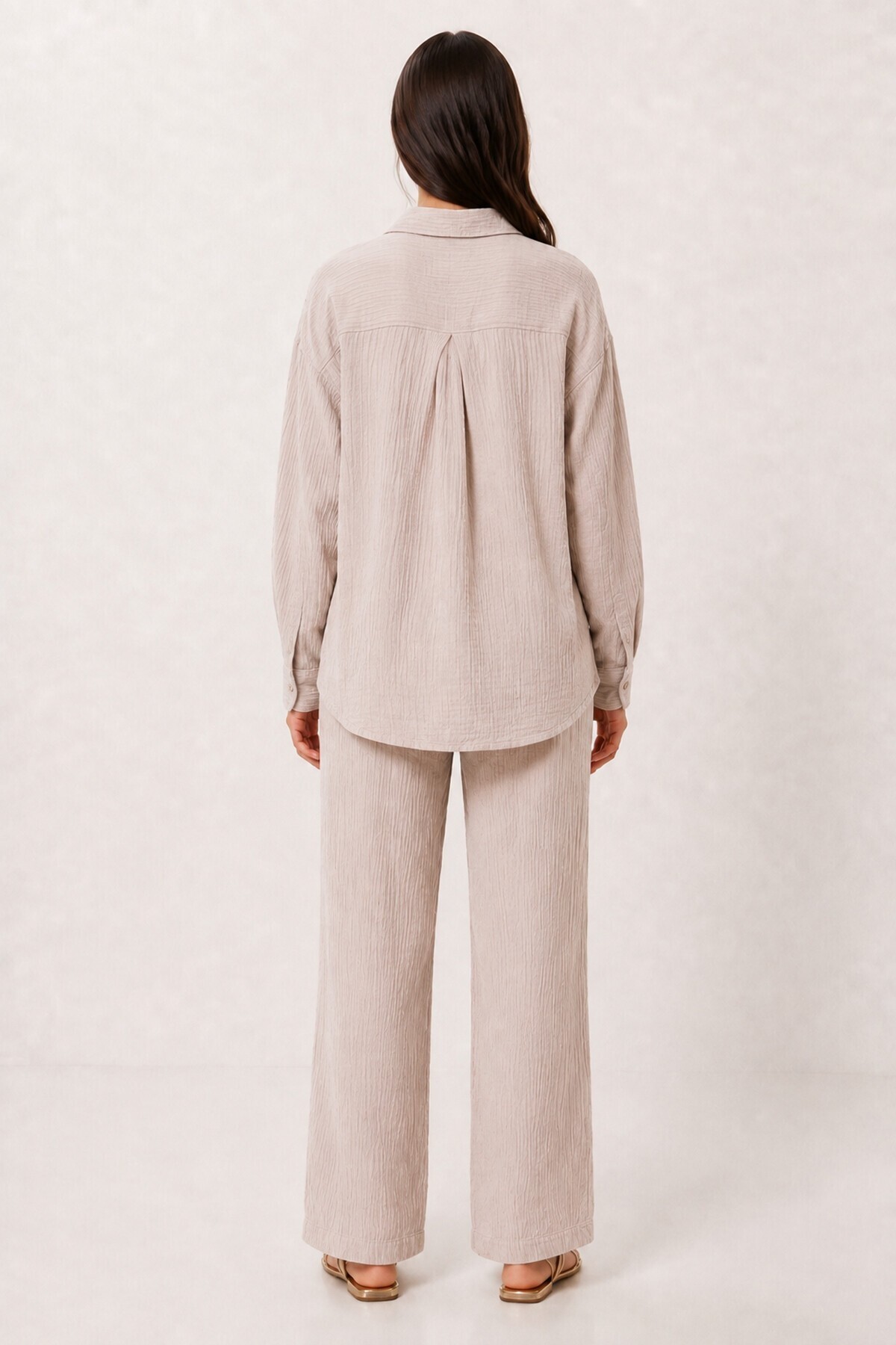 Oversize Müslin Gömlek Pantolon Takım TAŞ LSA0014