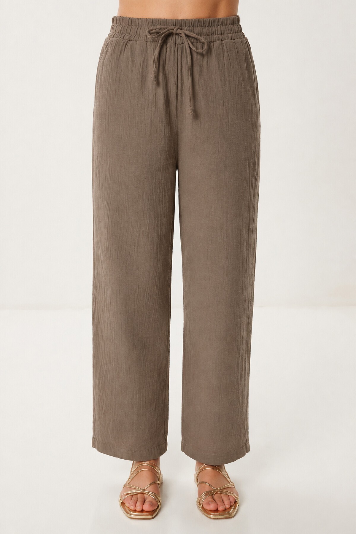 Oversize Müslin Gömlek Pantolon Takım VİZON LSA0014