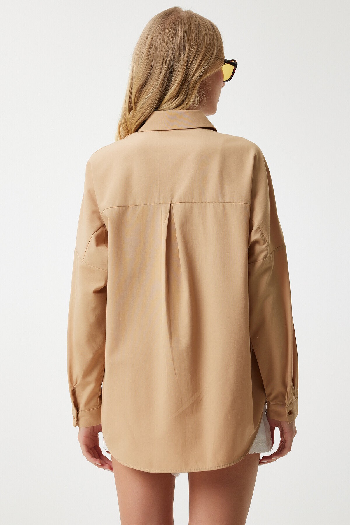 Oversize Uzun Basic Gömlek CAMEL LMX0106