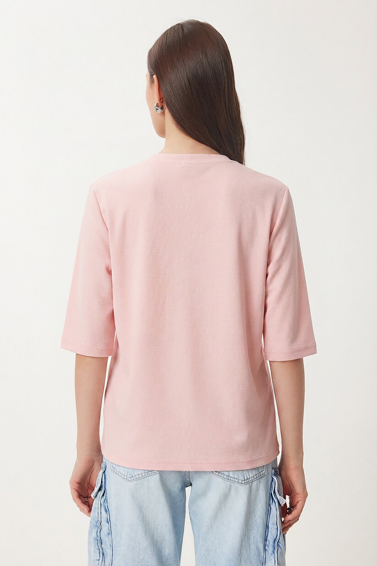 Vatkalı İnterlok Tshirt ŞEKER PEMBE LUS0085