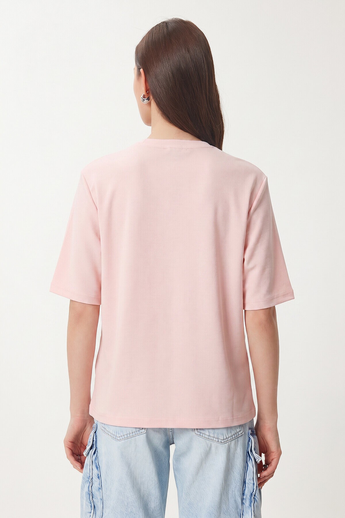 Vatkalı İnterlok Tshirt ŞEKER PEMBE LUS0085