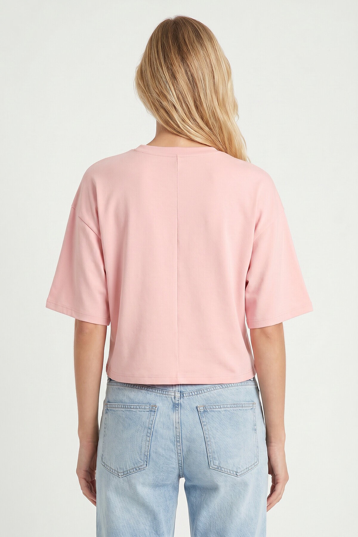 Yarasa Kollu Basic Modal T-shirt ŞEKER PEMBE LUB0357